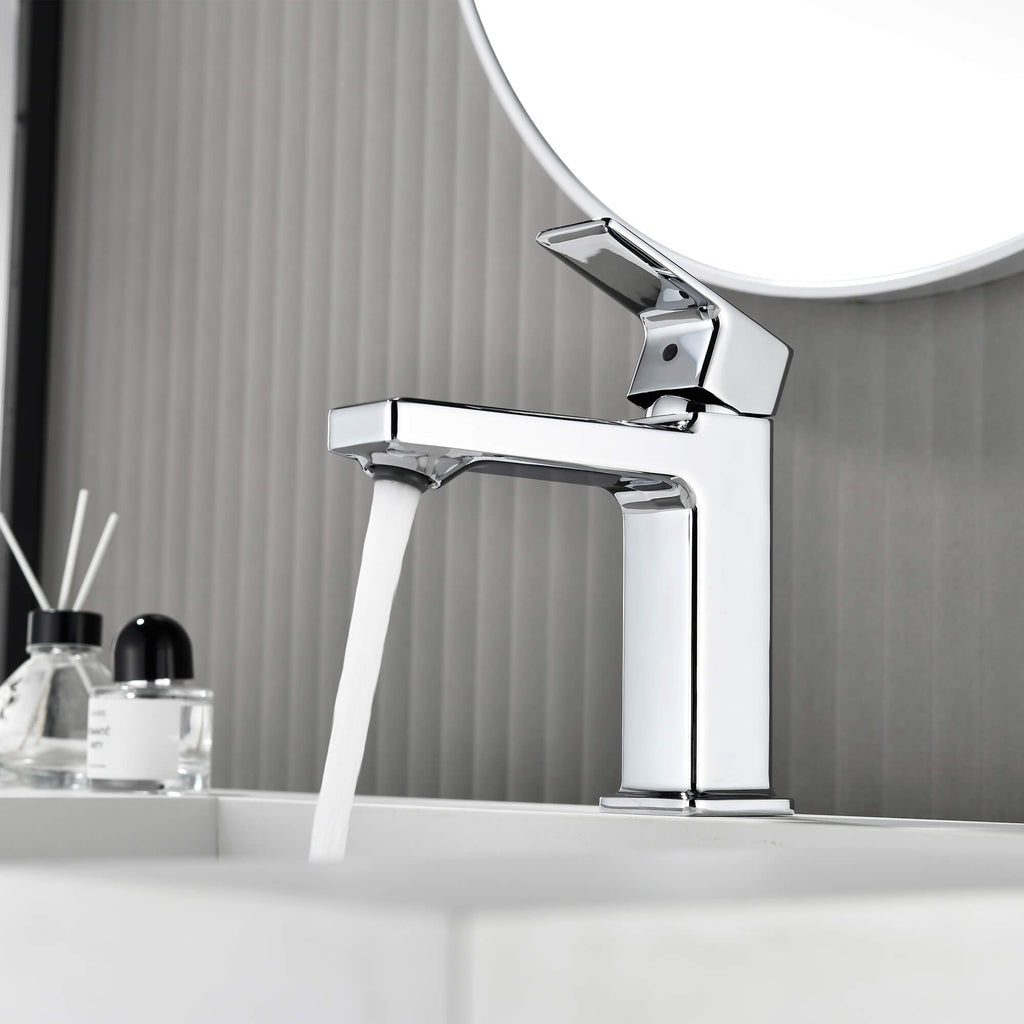 Modern Single Handle 1-Hole Sink Faucet with Graceful Forward Outpour
