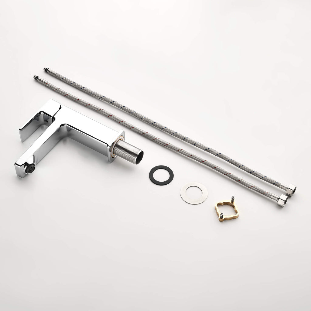 Modern Single Handle 1-Hole Sink Faucet with Graceful Forward Outpour