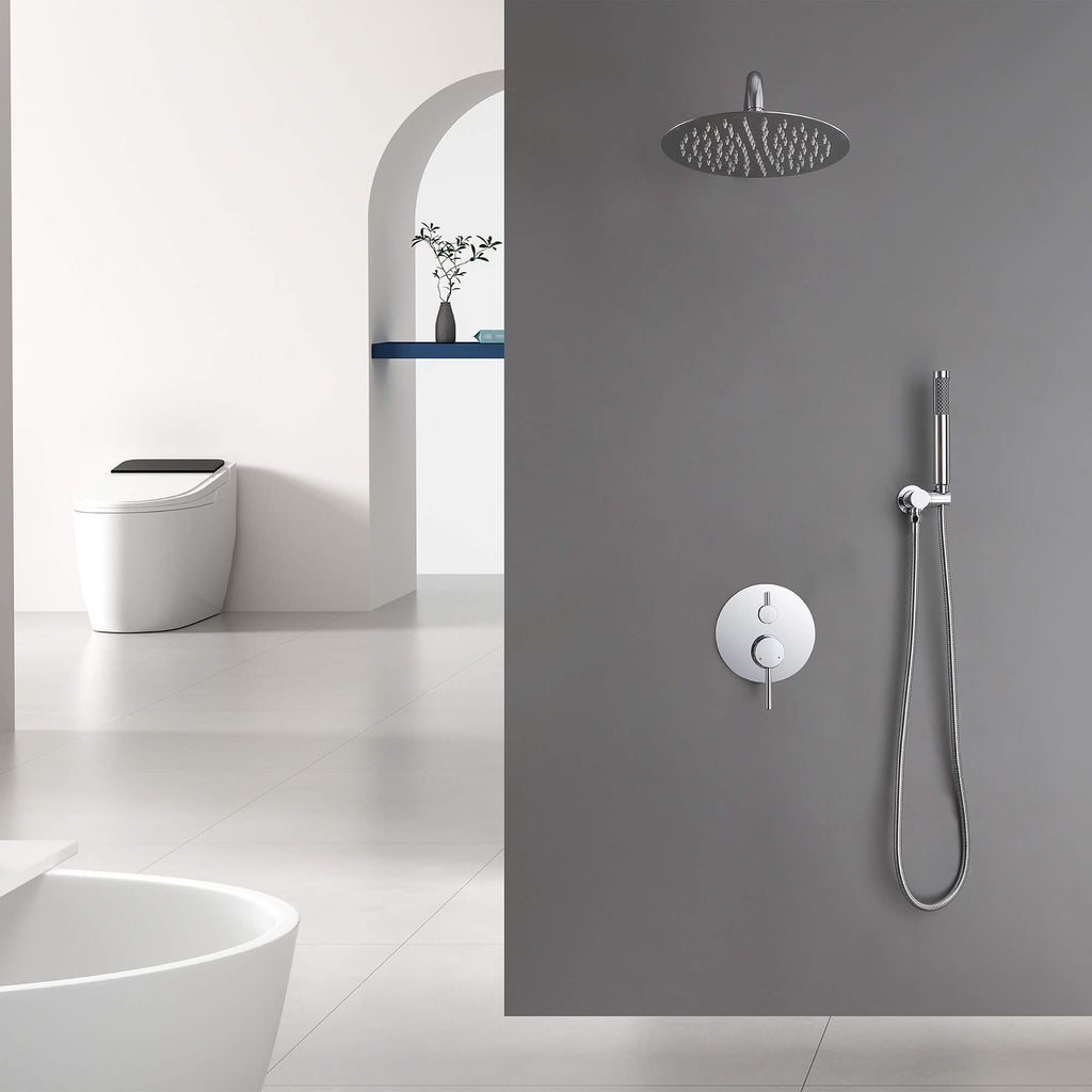 Minimalist  Pressure-Balanced Dual-Head Shower System with Swivel Rain Head