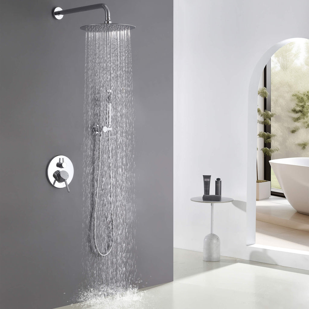 Minimalist  Pressure-Balanced Dual-Head Shower System with Swivel Rain Head