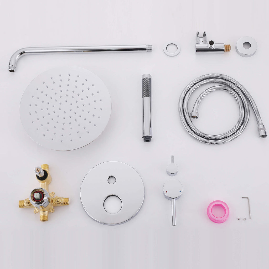 Minimalist  Pressure-Balanced Dual-Head Shower System with Swivel Rain Head