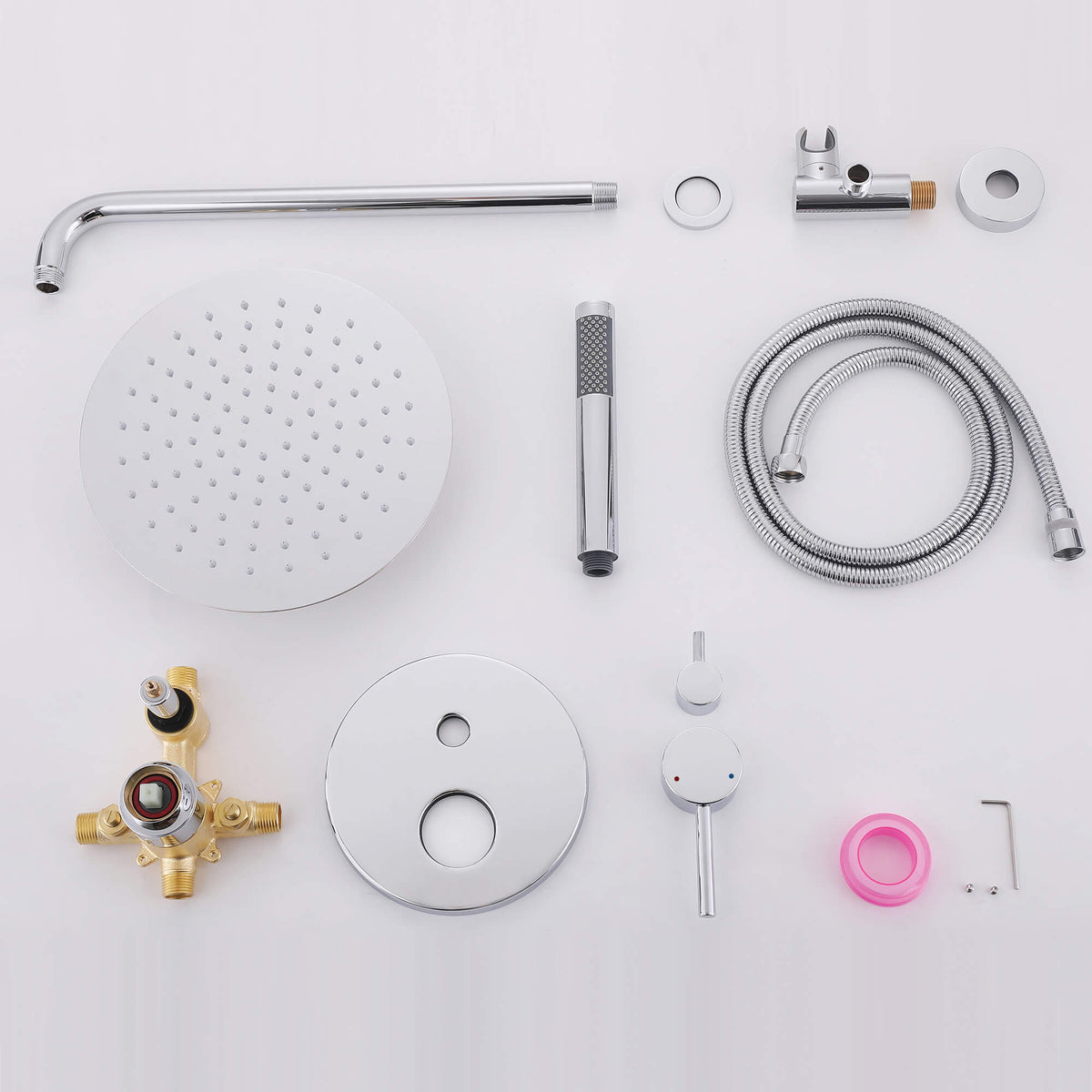 Minimalist  Pressure-Balanced Dual-Head Shower System with Swivel Rain Head