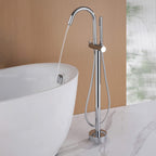 316 Stainless Steel Gooseneck Freestanding Tub Faucet with Thermostatic Control & High-Flow Spout