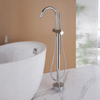 316 Stainless Steel Gooseneck Freestanding Tub Faucet with Thermostatic Control & High-Flow Spout