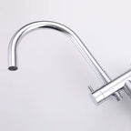 316 Stainless Steel Gooseneck Freestanding Tub Faucet with Thermostatic Control & High-Flow Spout