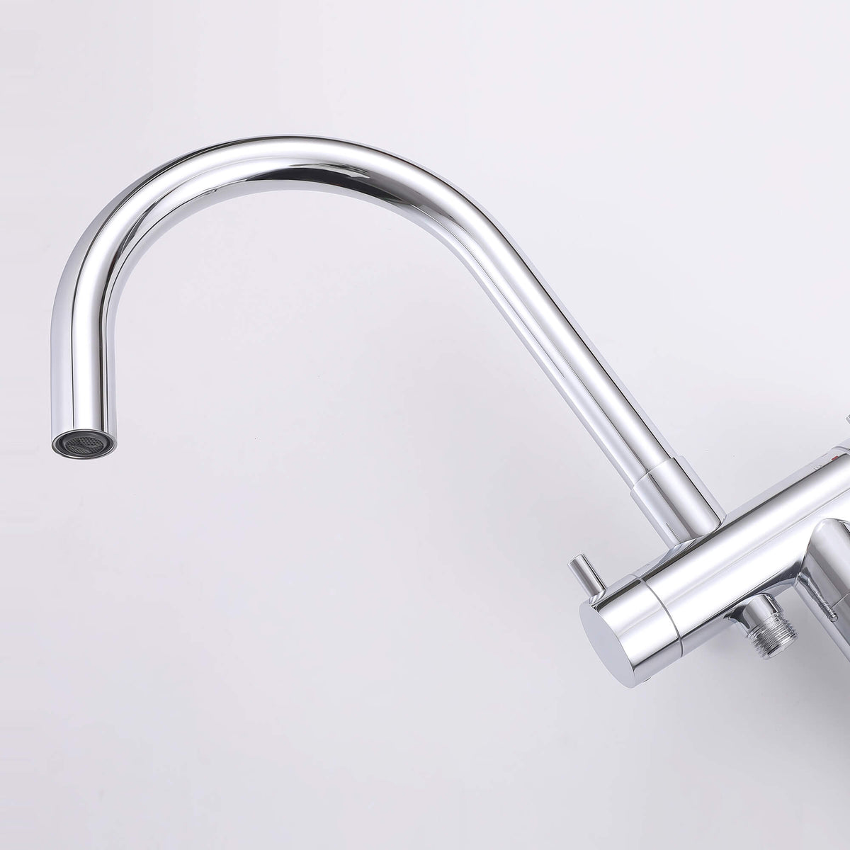 316 Stainless Steel Gooseneck Freestanding Tub Faucet with Thermostatic Control & High-Flow Spout