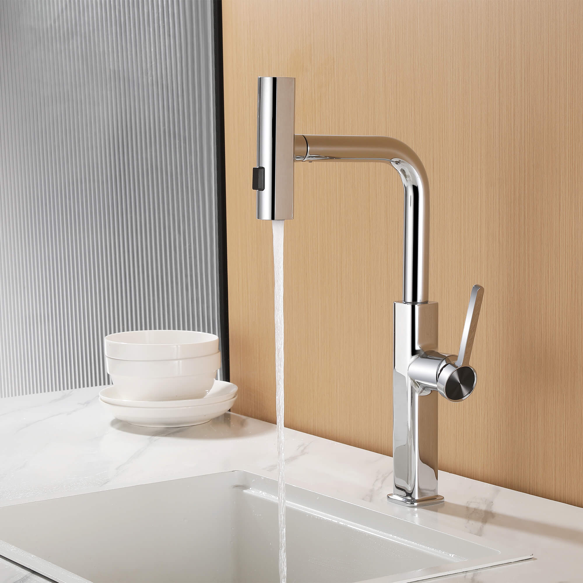 Smart Kitchen Faucet with Temperature Display & 3-Function Pull-Out Sprayer
