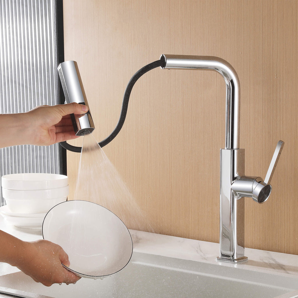 Smart Kitchen Faucet with Temperature Display & 3-Function Pull-Out Sprayer