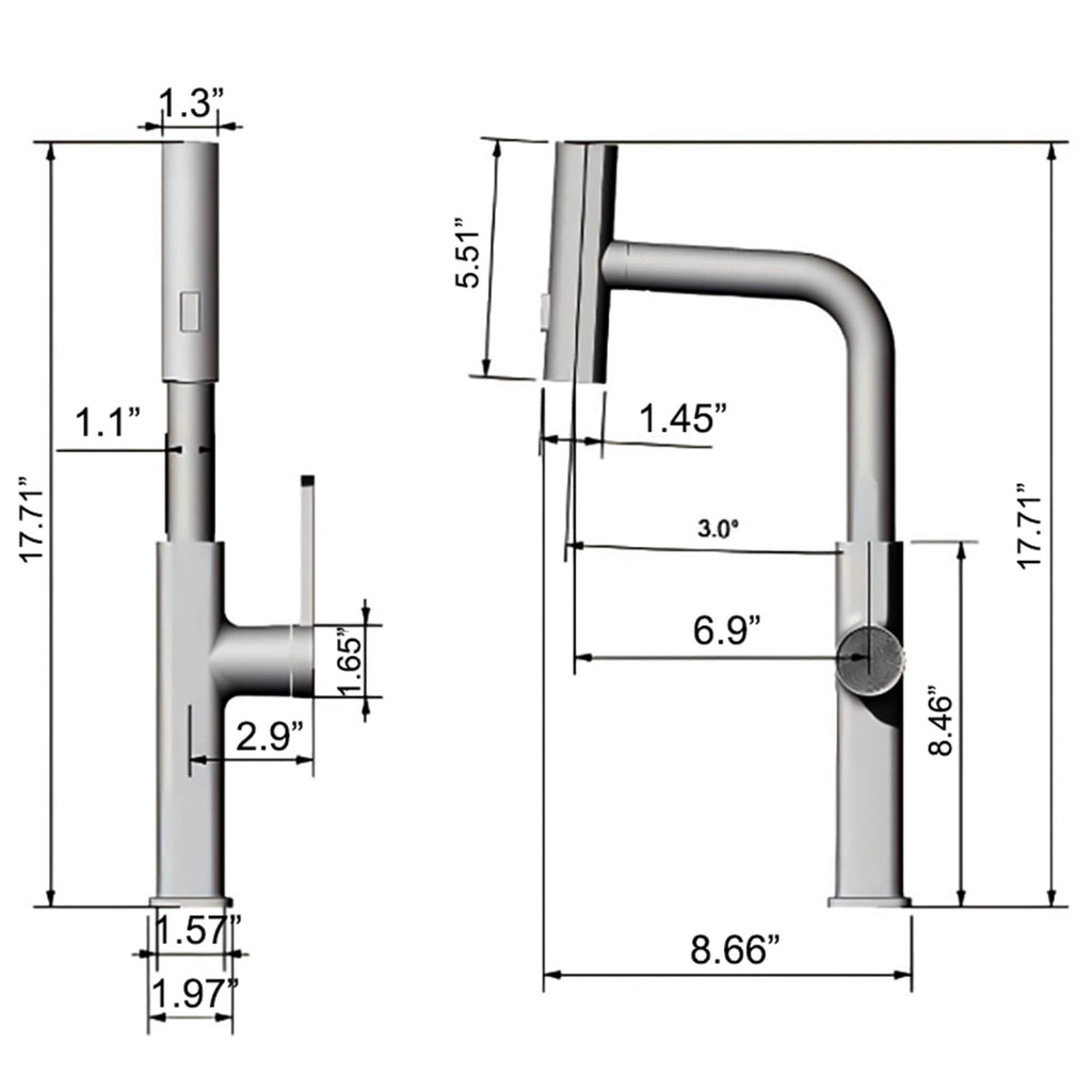 Smart Kitchen Faucet with Temperature Display & 3-Function Pull-Out Sprayer