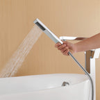 360° Swivel Cube Freestanding Tub Faucet with Hand Shower Single Handle