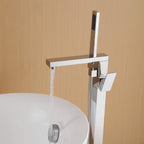 360° Swivel Cube Freestanding Tub Faucet with Hand Shower Single Handle