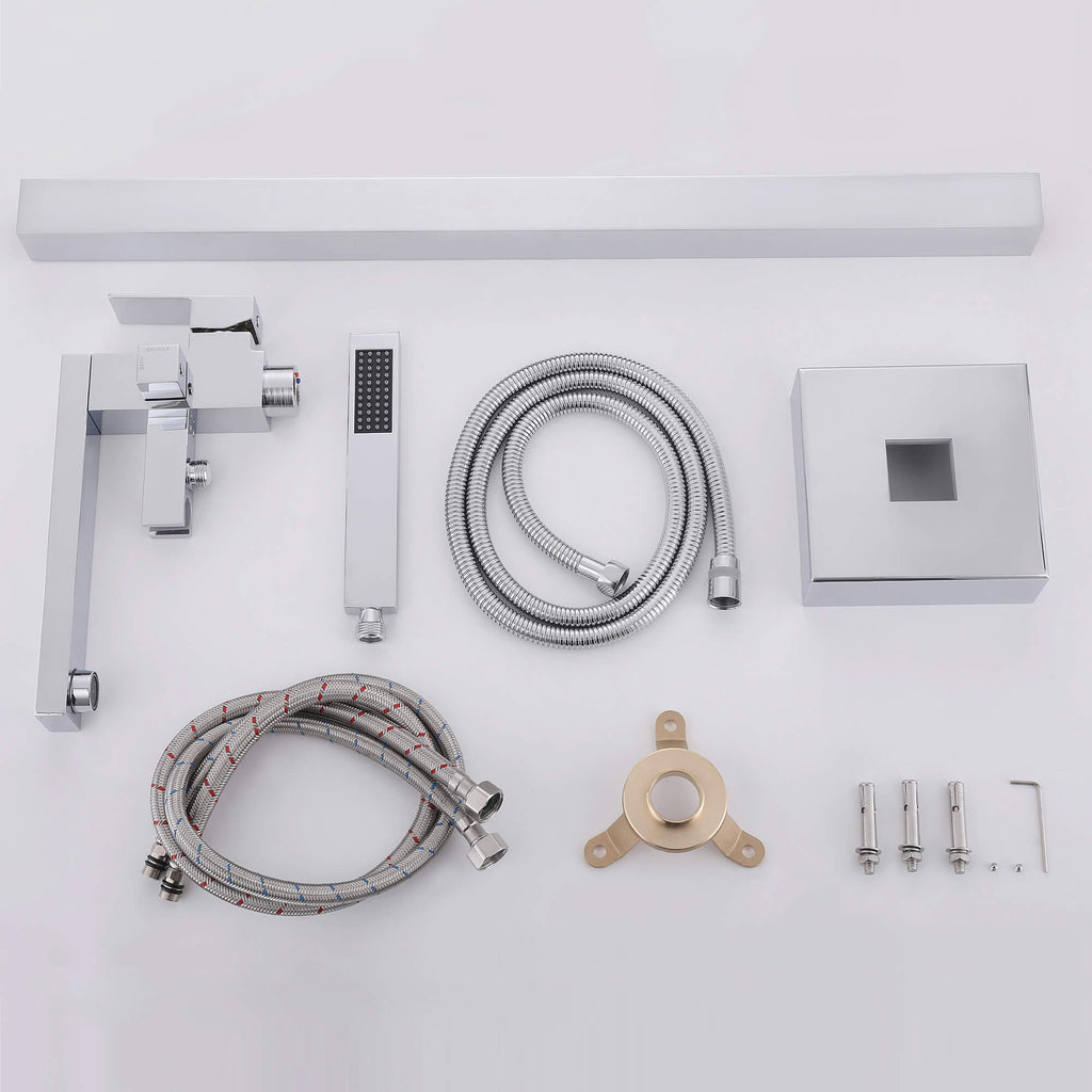 360° Swivel Cube Freestanding Tub Faucet with Hand Shower Single Handle