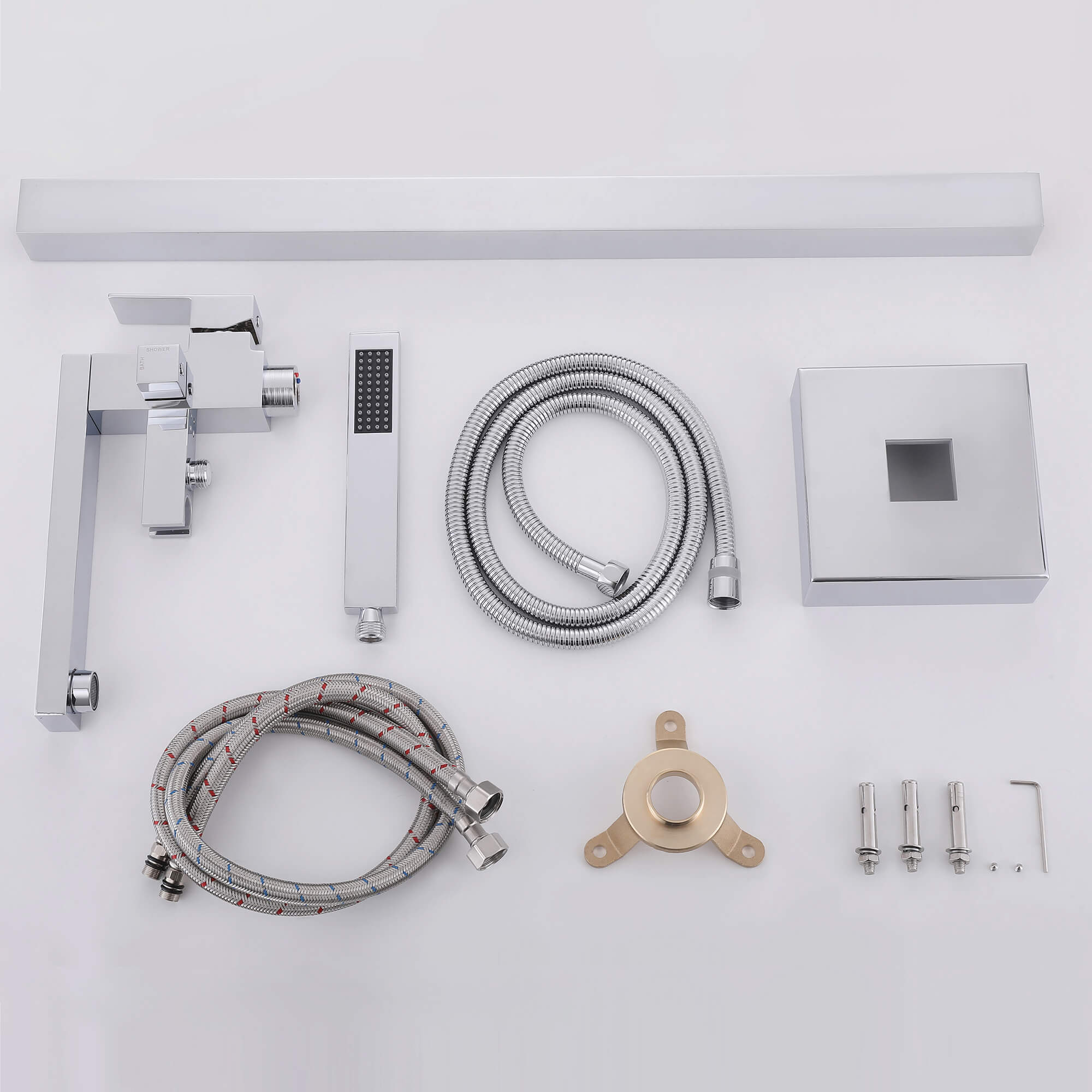 360° Swivel Cube Freestanding Tub Faucet with Hand Shower Single Handle
