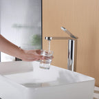 Tall Modern Minimalist Vessel Sink Faucet with Elongated Splash-Free Spout