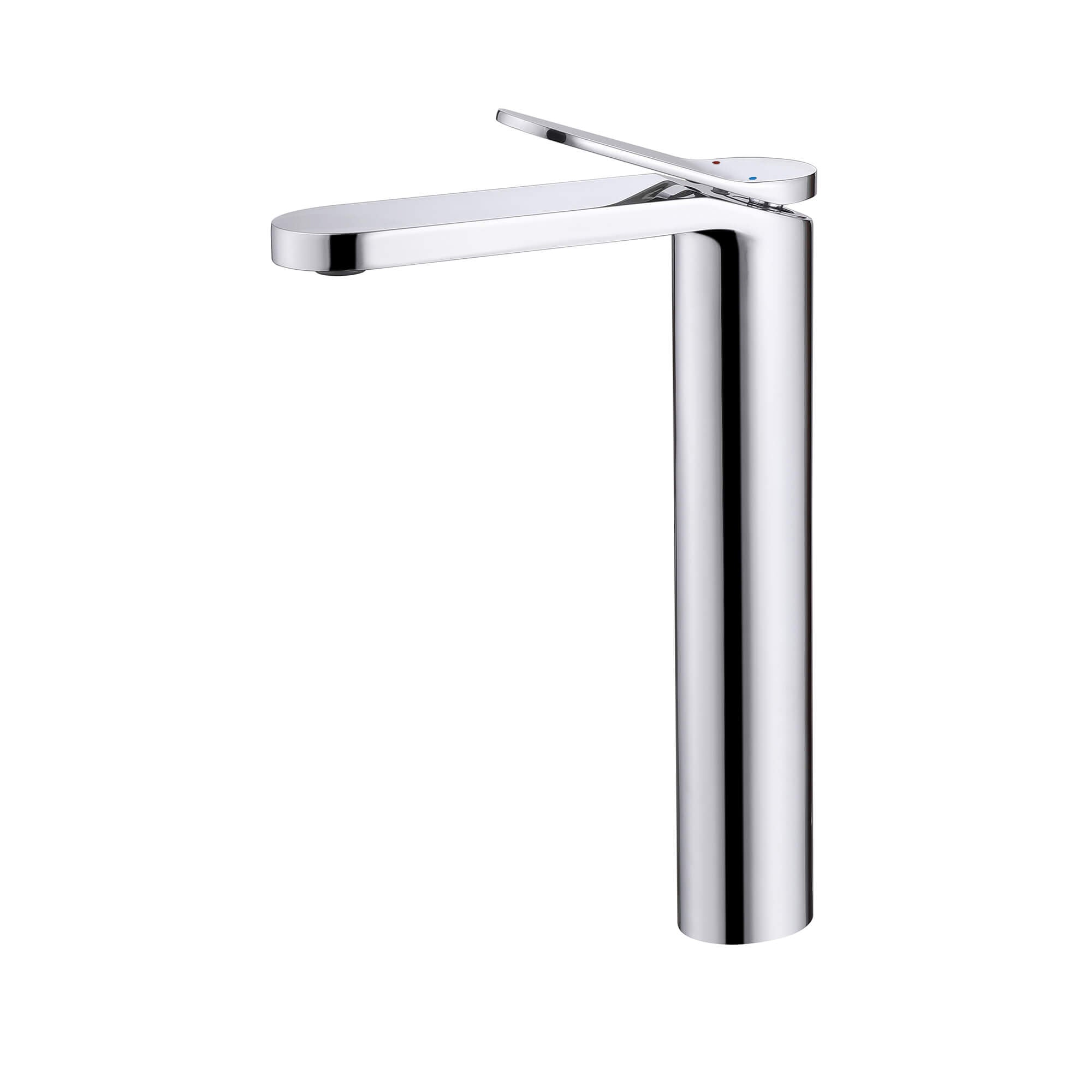 Tall Modern Minimalist Vessel Sink Faucet with Elongated Splash-Free Spout