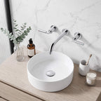 Wall-Mounted Bathroom Faucet with Drain Assembly Solid Brass 3-Piece Set