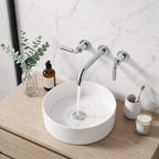 Wall-Mounted Bathroom Faucet with Drain Assembly Solid Brass 3-Piece Set