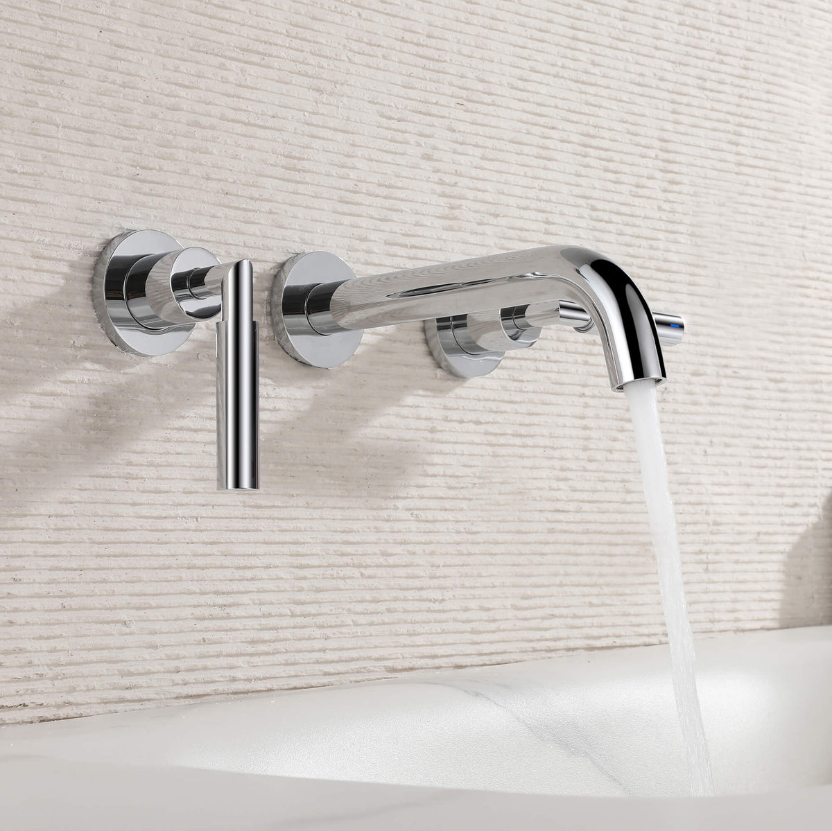 Wall-Mounted Bathroom Faucet with Drain Assembly Solid Brass 3-Piece Set