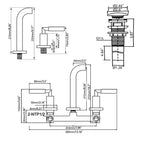 Wall-Mounted Bathroom Faucet with Drain Assembly Solid Brass 3-Piece Set