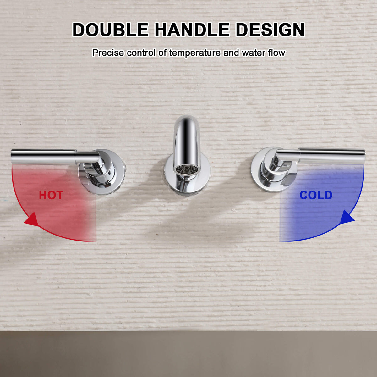 Wall-Mounted Bathroom Faucet with Drain Assembly Solid Brass 3-Piece Set