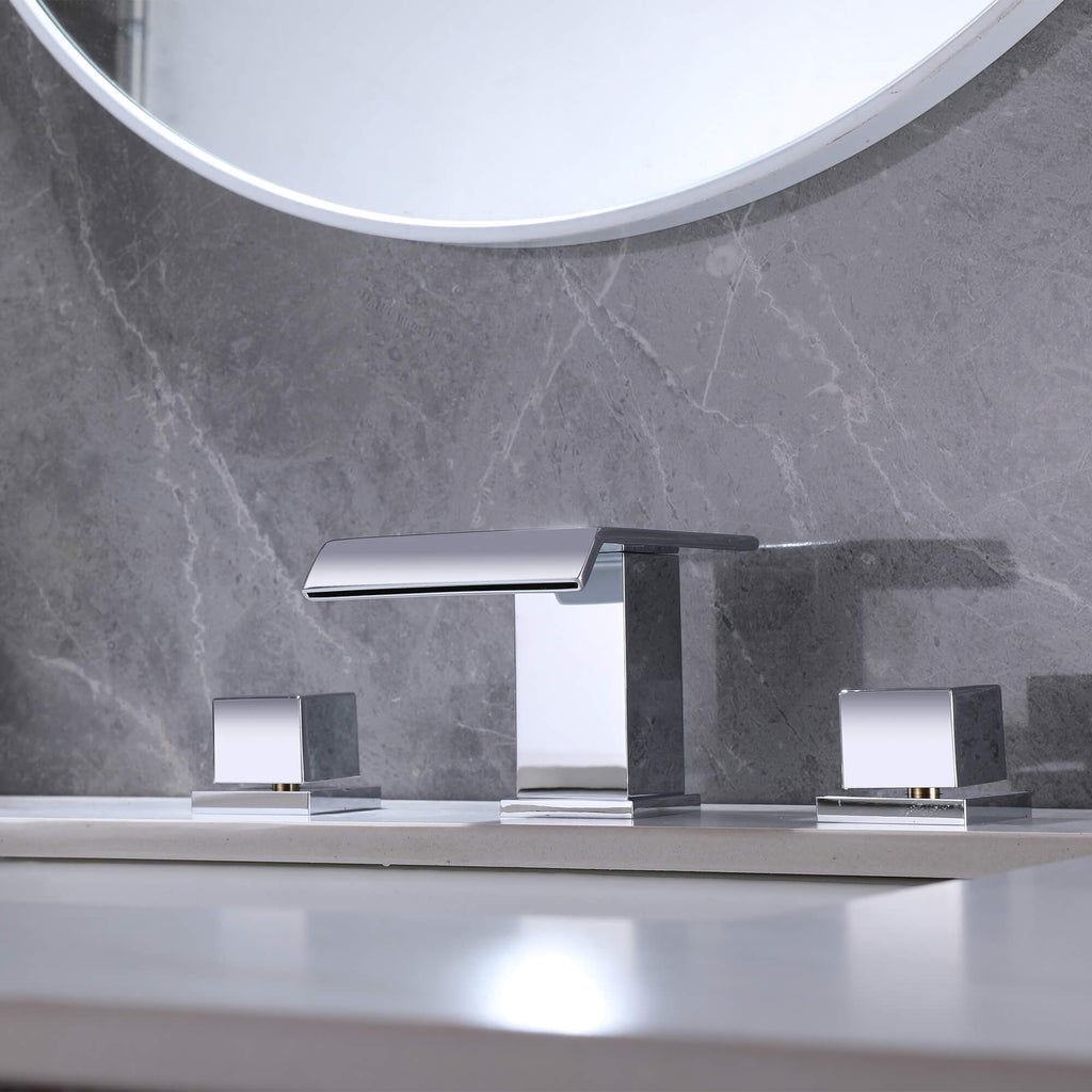 6-12'' Widespread Waterfall Bathroom Faucet with 304 Stainless Steel Storage Top