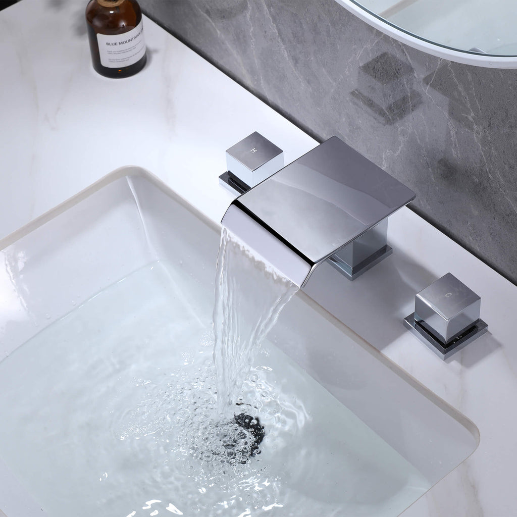 6-12'' Widespread Waterfall Bathroom Faucet with 304 Stainless Steel Storage Top