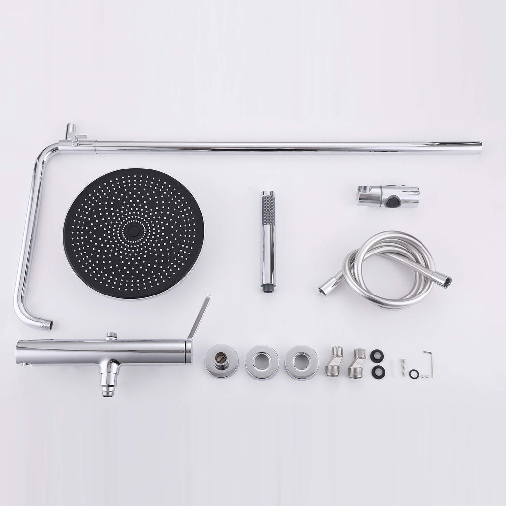 Wall Mounted Rain Shower Head With Adjustable Handheld Slide Bar Shower System