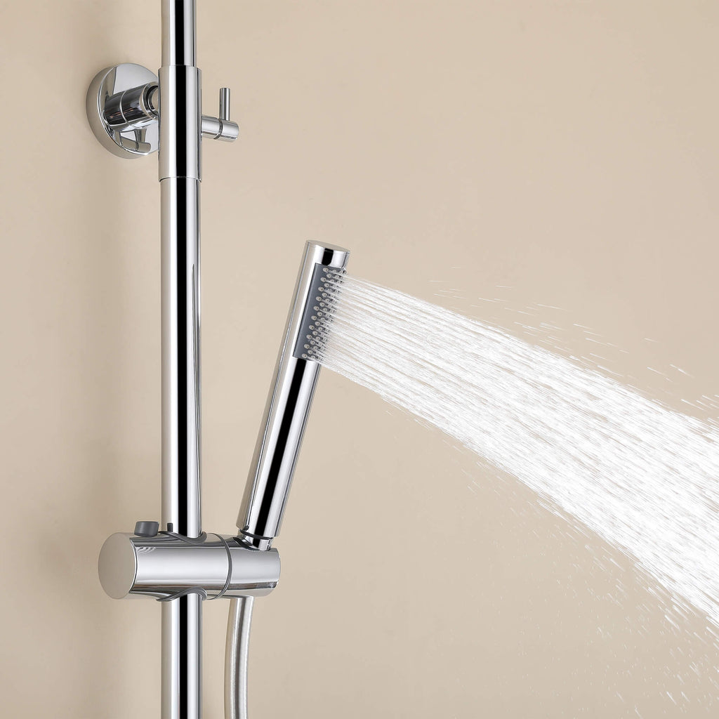 Wall Mounted Rain Shower Head With Adjustable Handheld Slide Bar Shower System