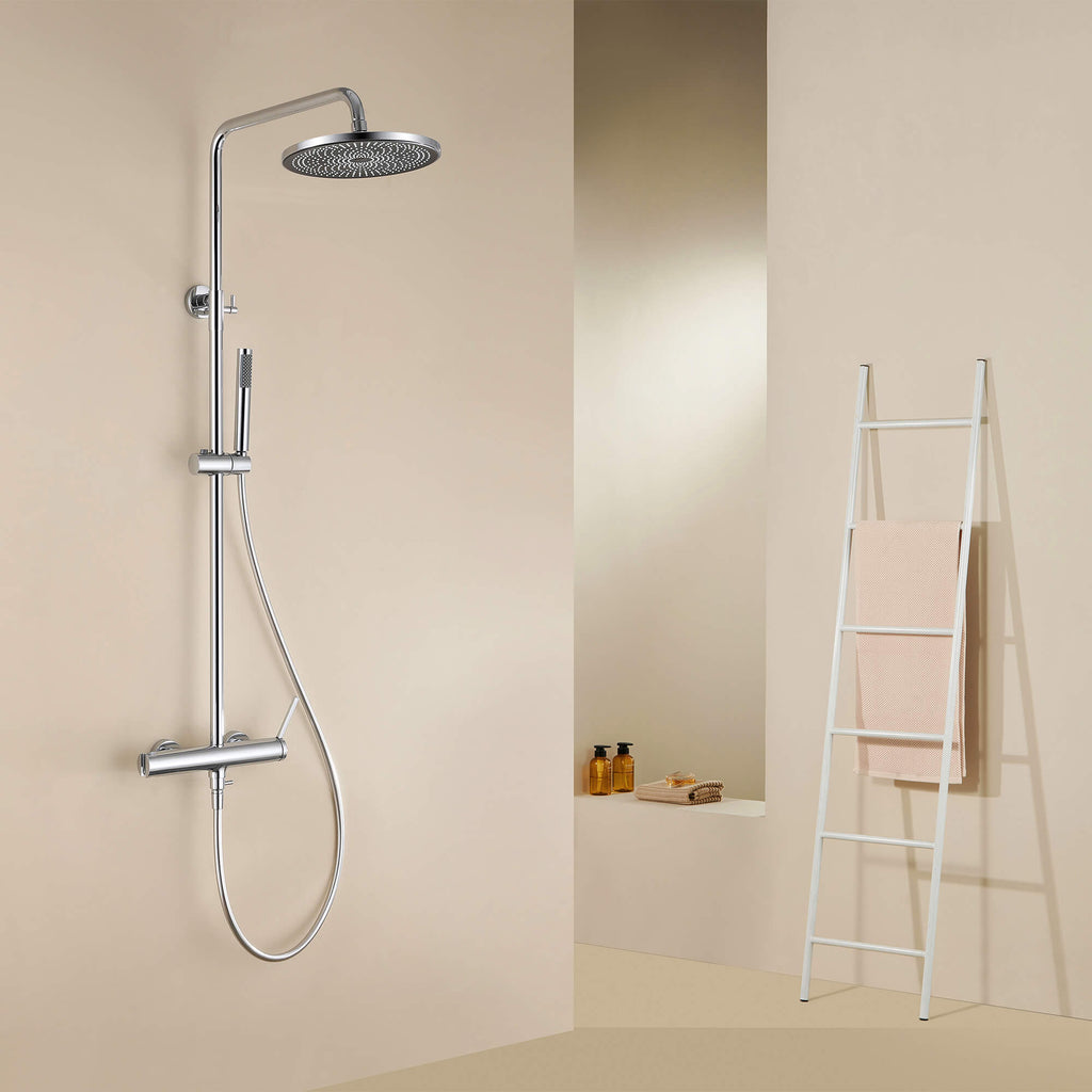 Wall Mounted Rain Shower Head With Adjustable Handheld Slide Bar Shower System