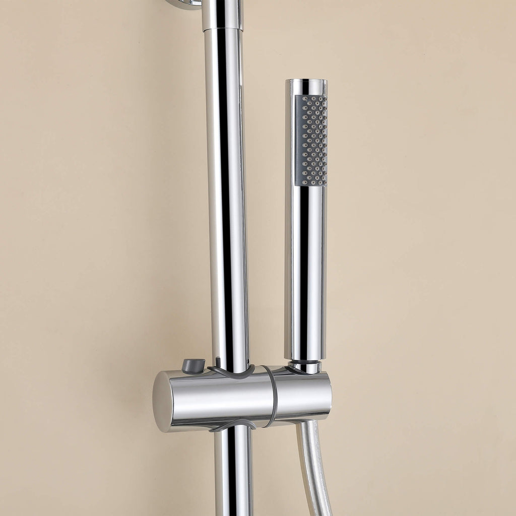 Wall Mounted Rain Shower Head With Adjustable Handheld Slide Bar Shower System