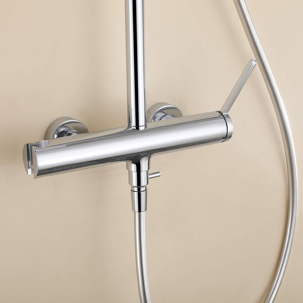 Wall Mounted Rain Shower Head With Adjustable Handheld Slide Bar Shower System