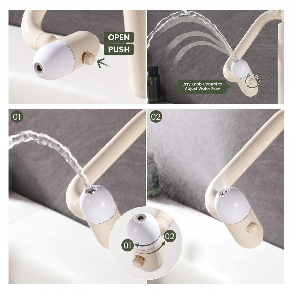 Single-Hole Pull-Out Bathroom Faucet with 360° Bionic Arm and 4 Spray Modes