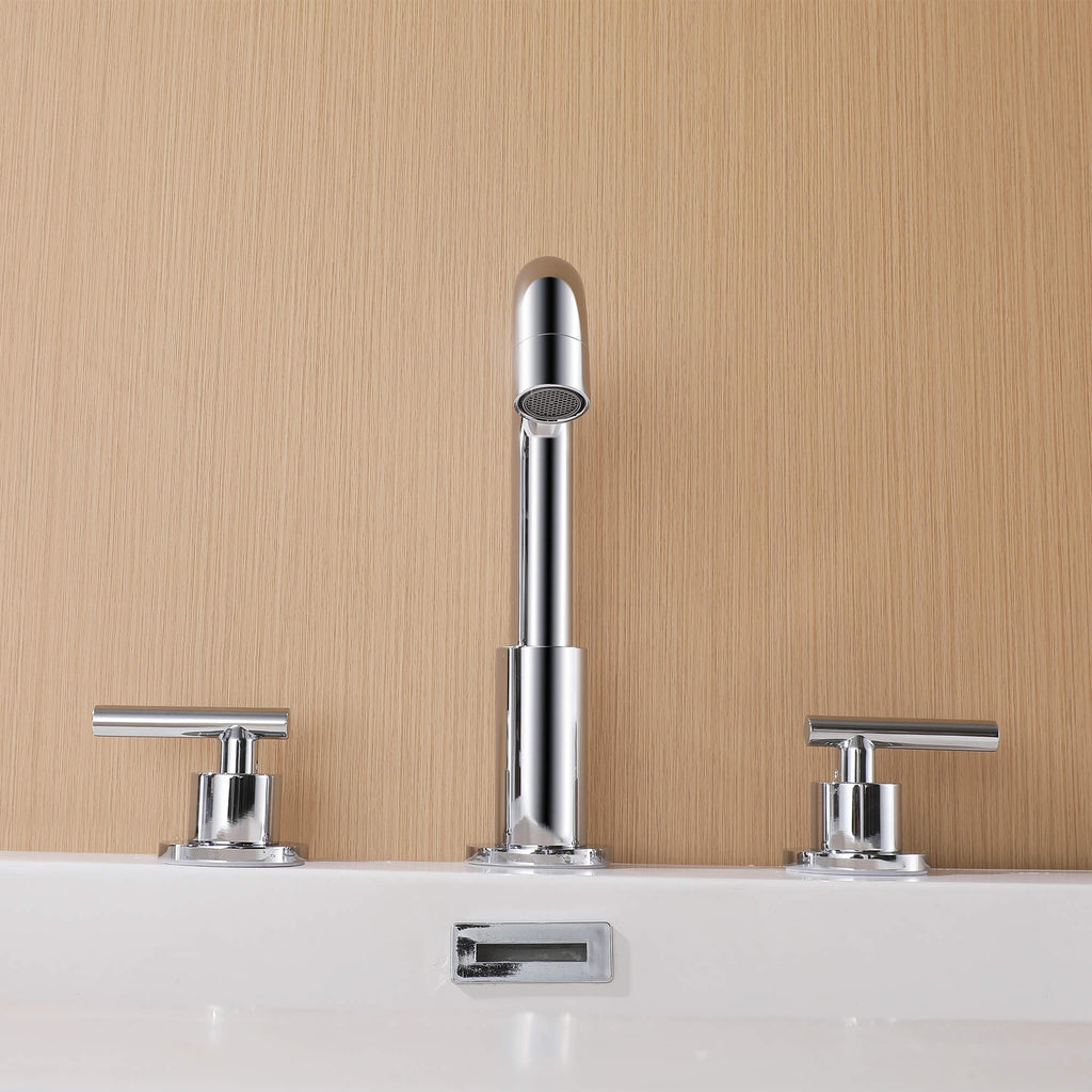 Brass 180° Swivel Gooseneck Spout Widespread Bathroom Faucet with Dual Handles