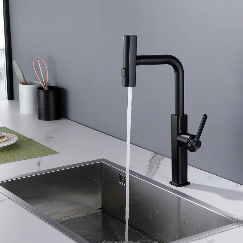 Smart Kitchen Faucet with Temperature Display & 3-Function Pull-Out Sprayer