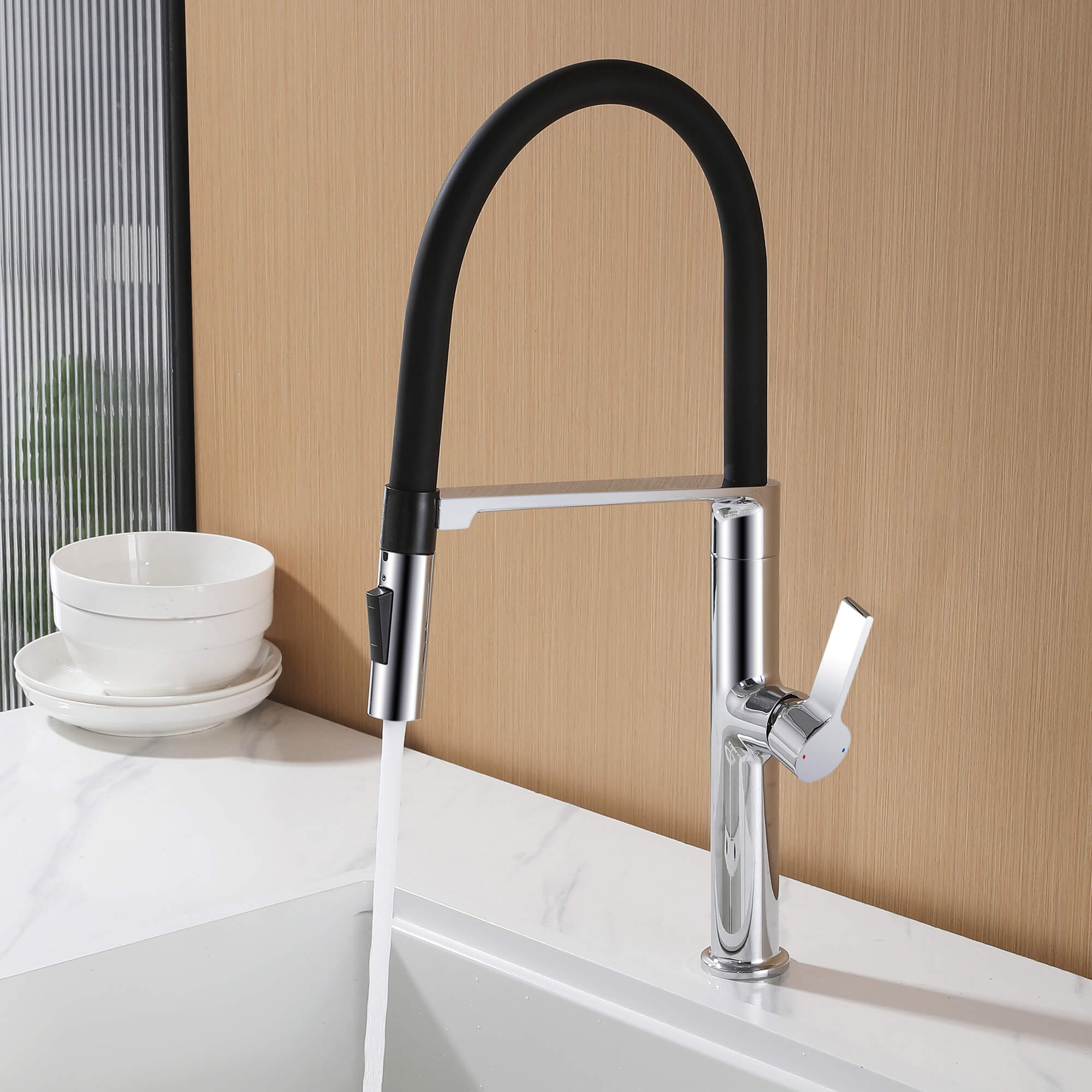 Dual-Mode Pull-Down Kitchen Faucet with Magnetic Spray Head