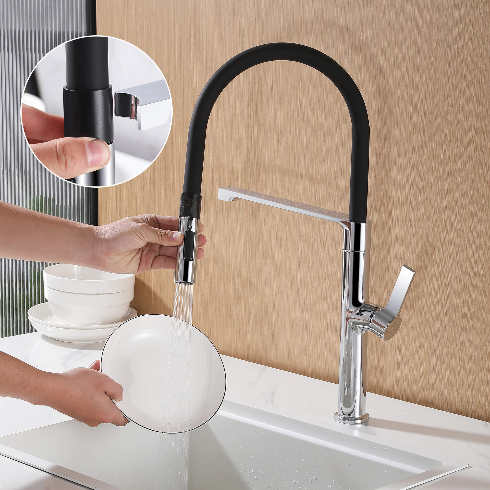 Dual-Mode Pull-Down Kitchen Faucet with Magnetic Spray Head