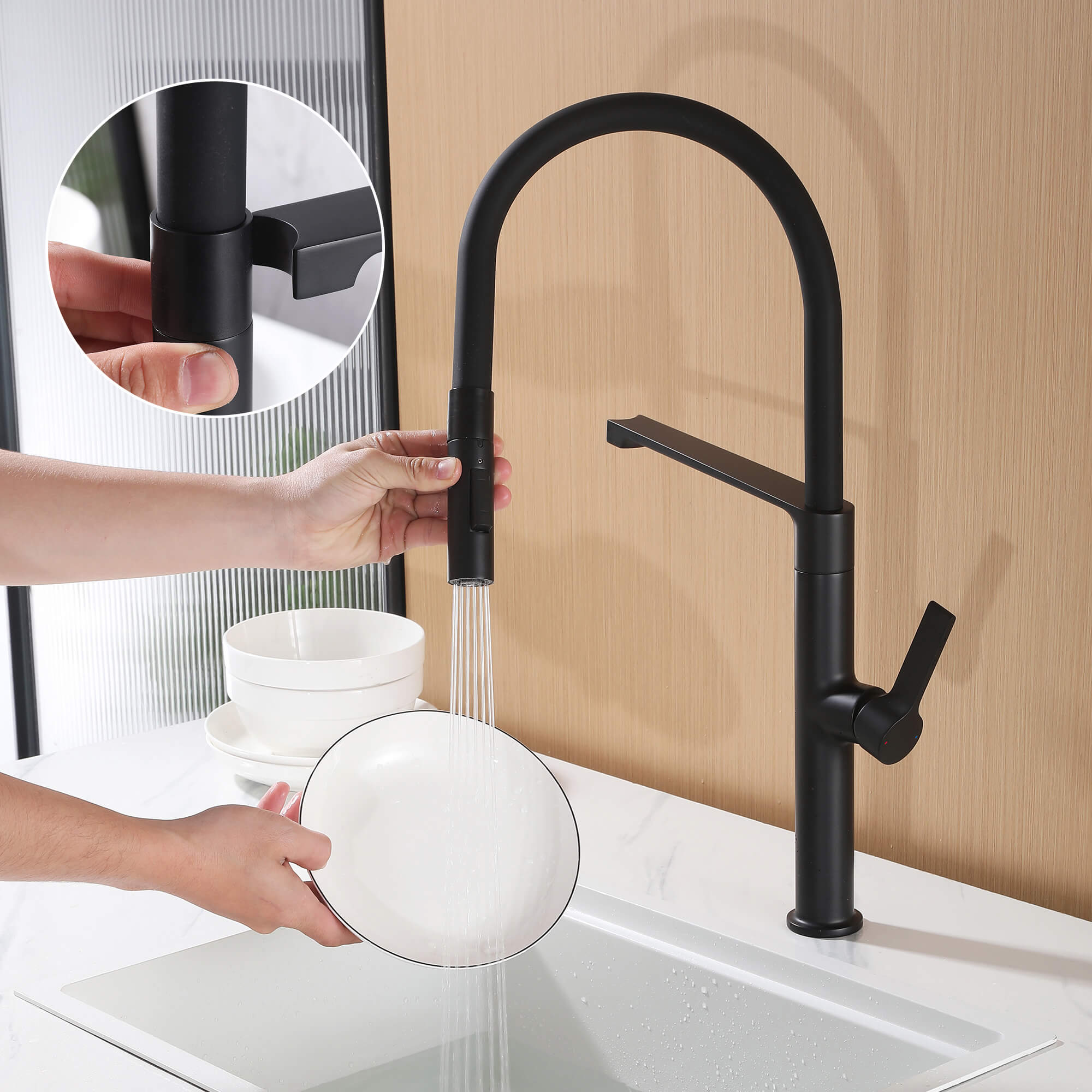 Dual-Mode Pull-Down Kitchen Faucet with Magnetic Spray Head