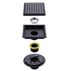 Square Shower Floor Drain With Flange In Brushed Gold Matte Black