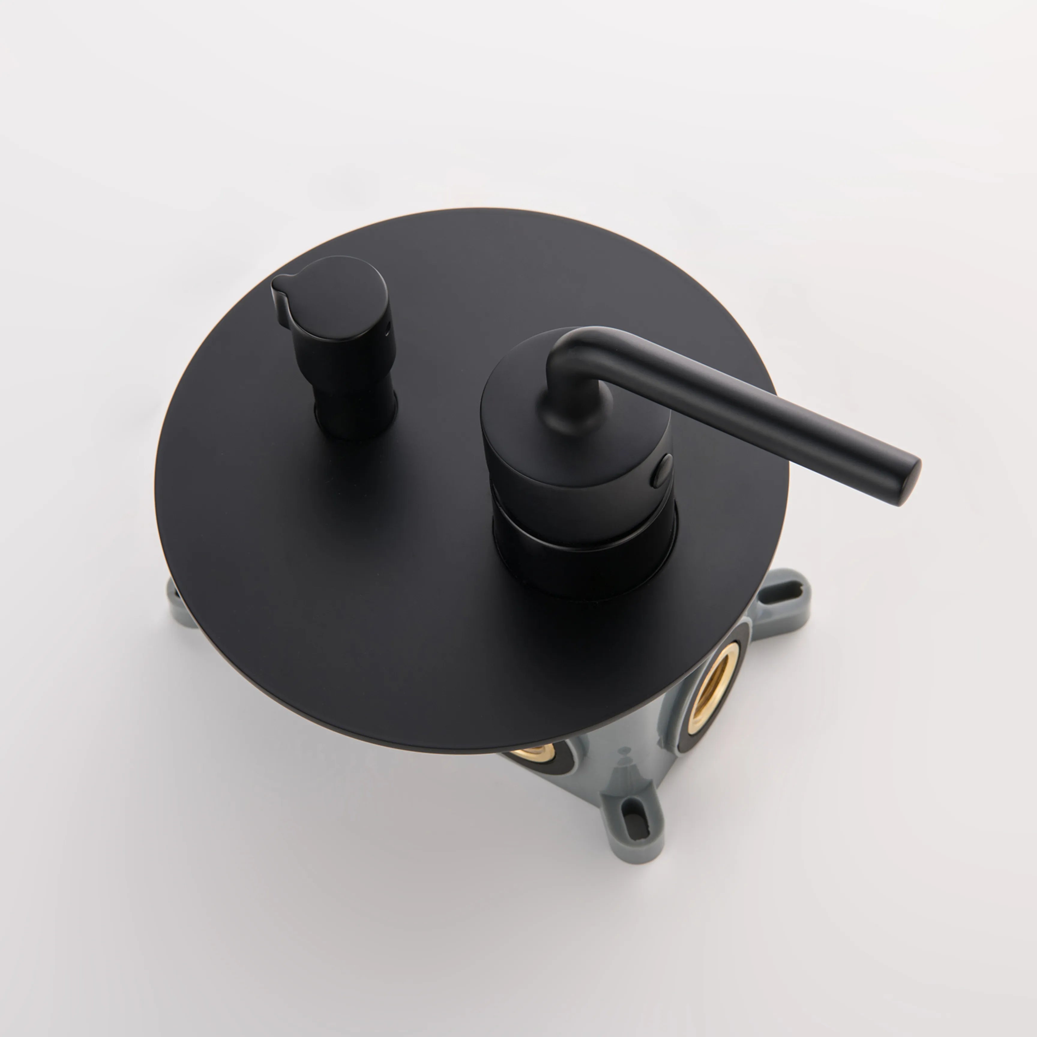 Matte Black Round 2-Functions Wall Mounted Rainfall Shower System