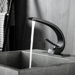 Deck Mount Single Handle Bathroom Faucet In Matte Black Brushed Nickel