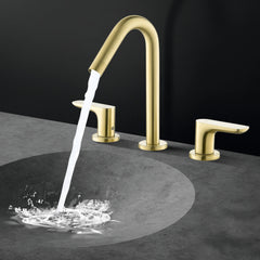 Two-Handle 3 Hole Bathroom Sink Faucet In Brushed GoldMatte Black