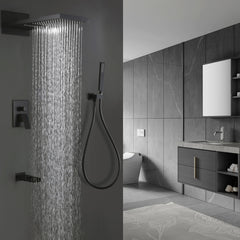 3-Function Bathroom Rain Shower System With Tub Faucet