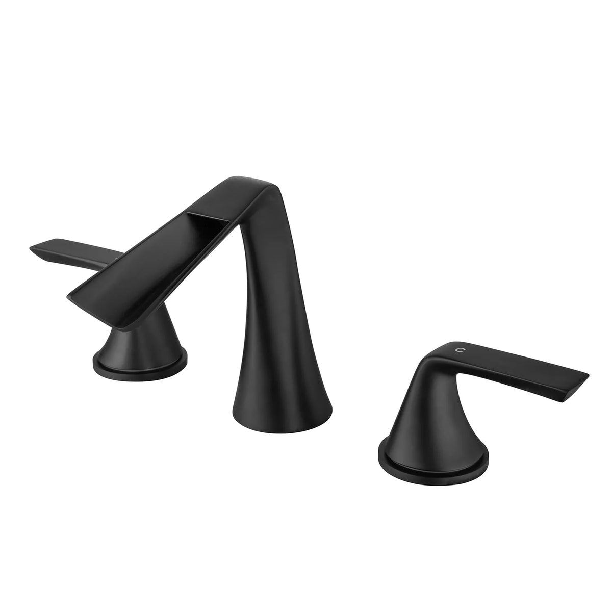 Matte Black Two Handle Waterfall Widespread Bathroom Sink Faucet