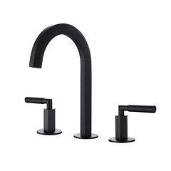 Three Holes 2-Handles Kitchen Sink Faucet In Matte Black Brushed Gold