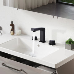 Matte Black SquareTwo-handle 3 Hole Bathroom Sink Faucet