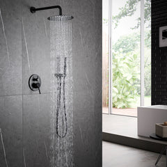 Matte Black Wall Mounted 2-Function Shower System With Pressure-Balanced Valve