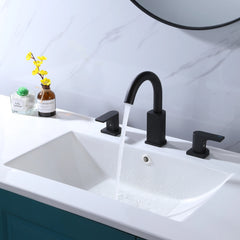 Matte Black Two Handle Widespread Bathroom Sink Faucet