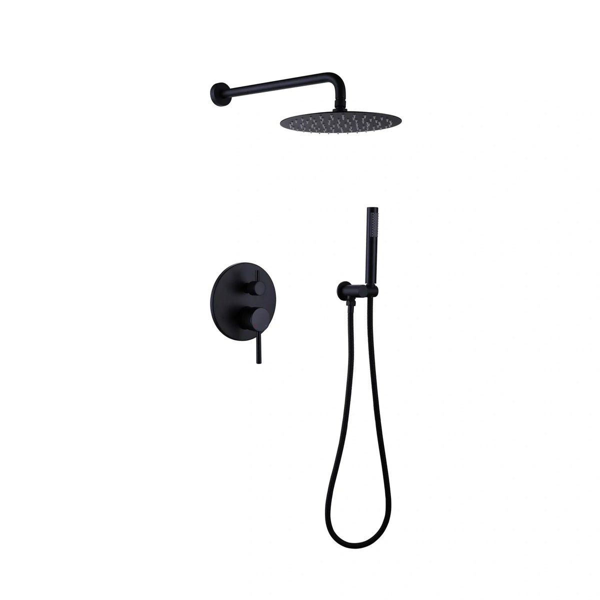 Matte Black Wall Mounted 2-Function Shower System With Pressure-Balanced Valve