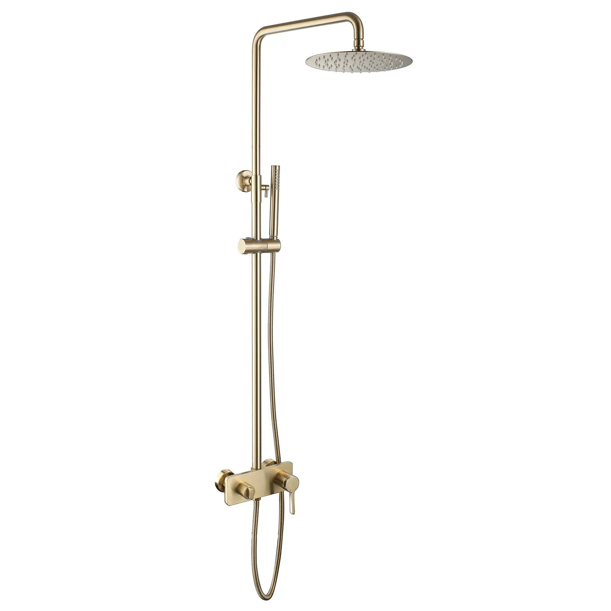 Luxury Brushed Gold Shower System With 10 " Round Rainfall Shower Head, Handheld Shower Head,Tub Spout