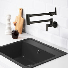 Pot Filler Faucet Kitchen Sink Faucet Folding Stretchable In Brushed Nickel Matte Black